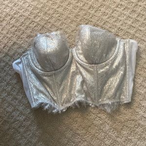 Victoria’s Secret beautiful silver sparkly corset top, like new.
